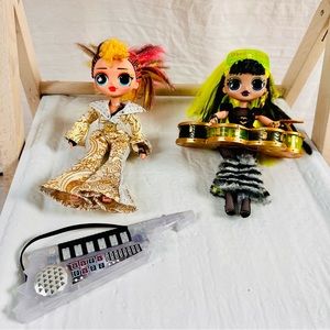 Two LOL Surprise! OMG Dolls Keyboard & Drums Plays Pop Music Bhad Gurl & Jukebox